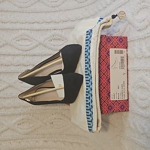 Tory Burch Black Elizabeth Royal Suede Pumps US 8 NWT